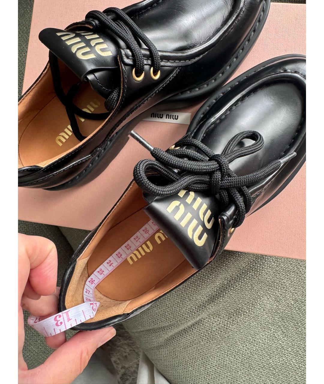 MIU MIU Черные кожаные брогги и оксфорды, фото 5