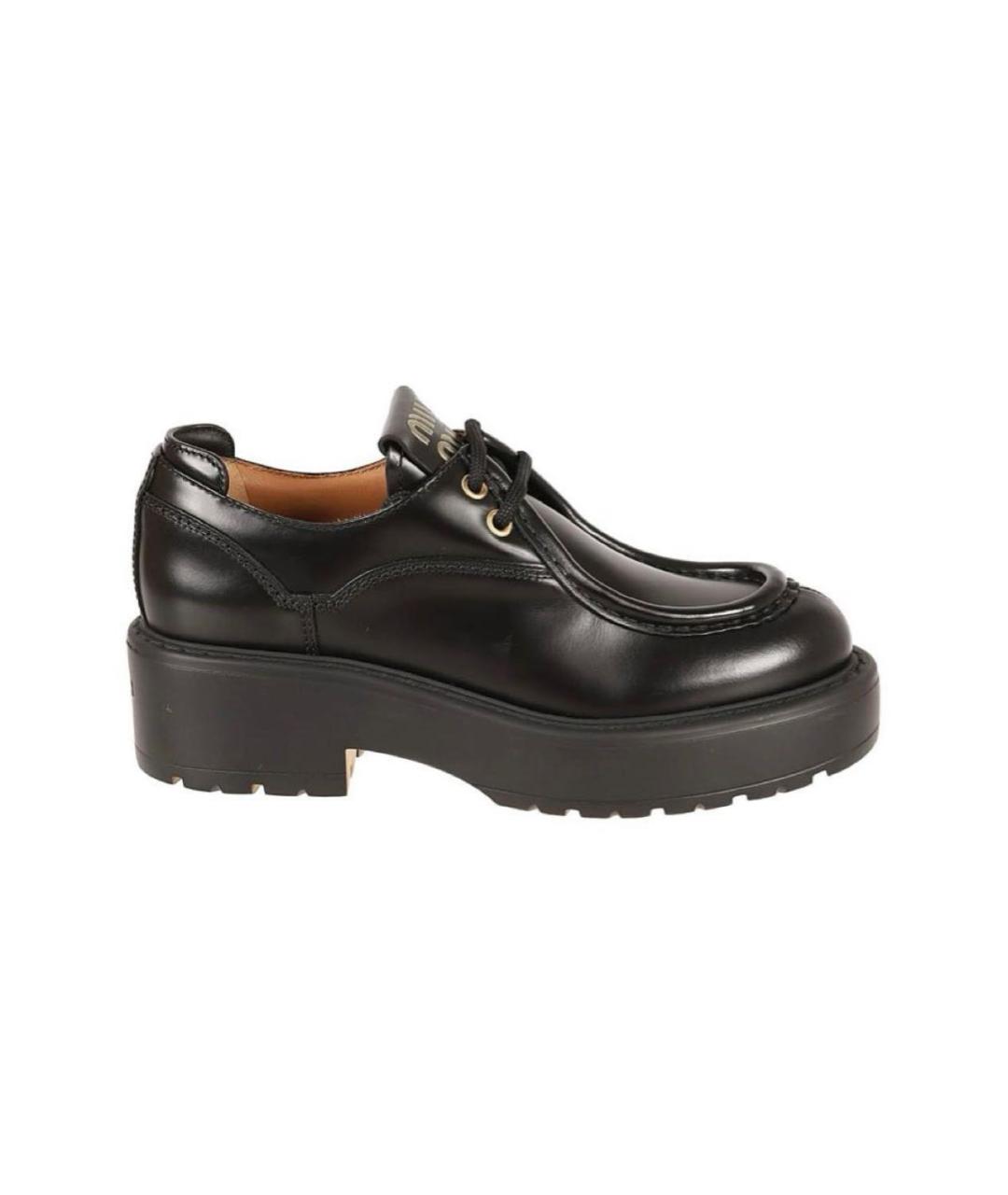 MIU MIU Черные кожаные брогги и оксфорды, фото 1