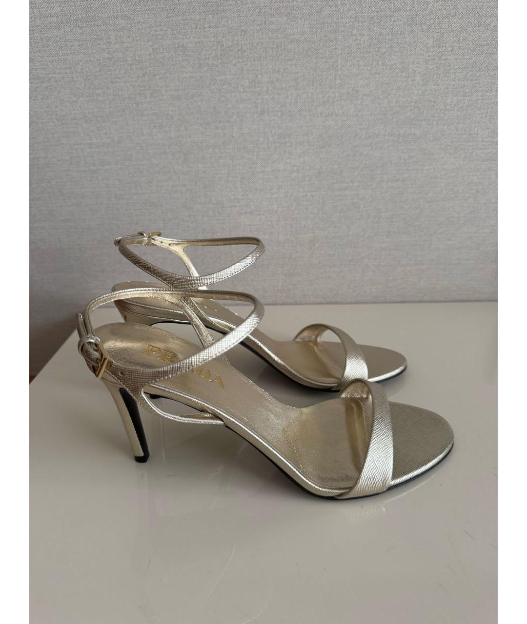 PRADA Серебряные кожаные босоножки, фото 6