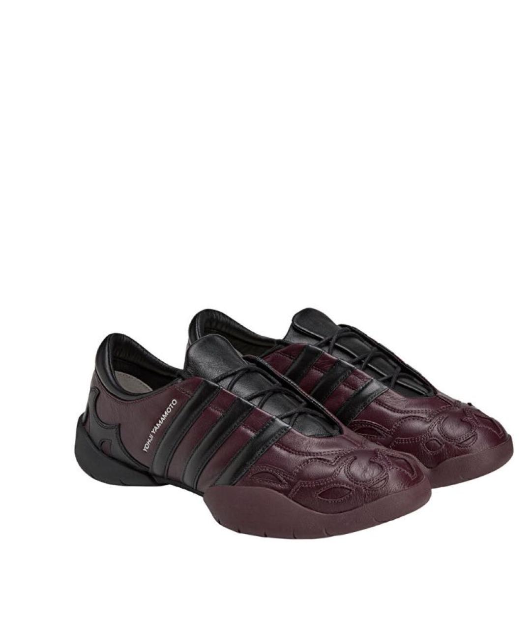 Y-3 Бордовые кожаные низкие кроссовки / кеды, фото 2