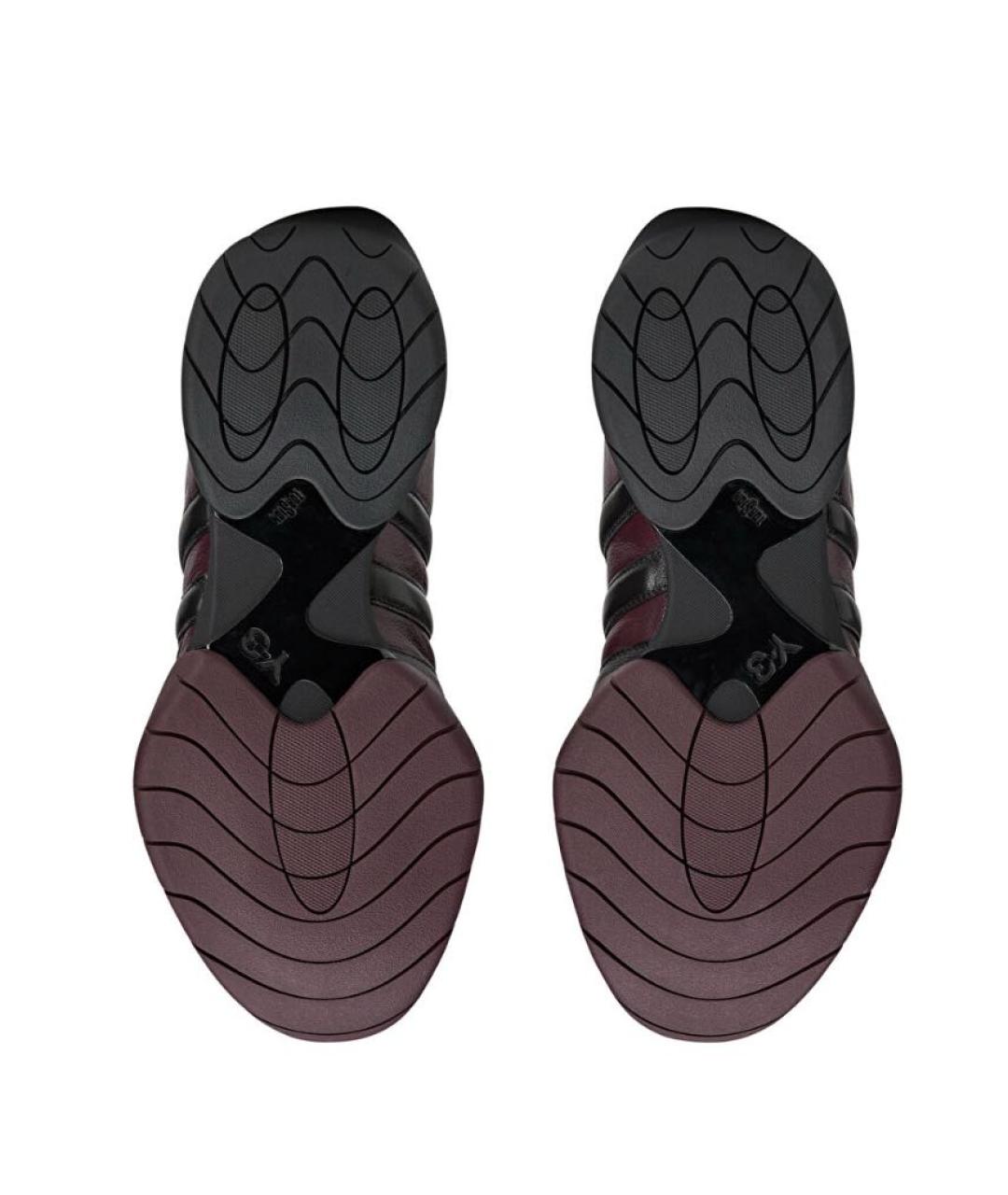 Y-3 Бордовые кожаные низкие кроссовки / кеды, фото 4