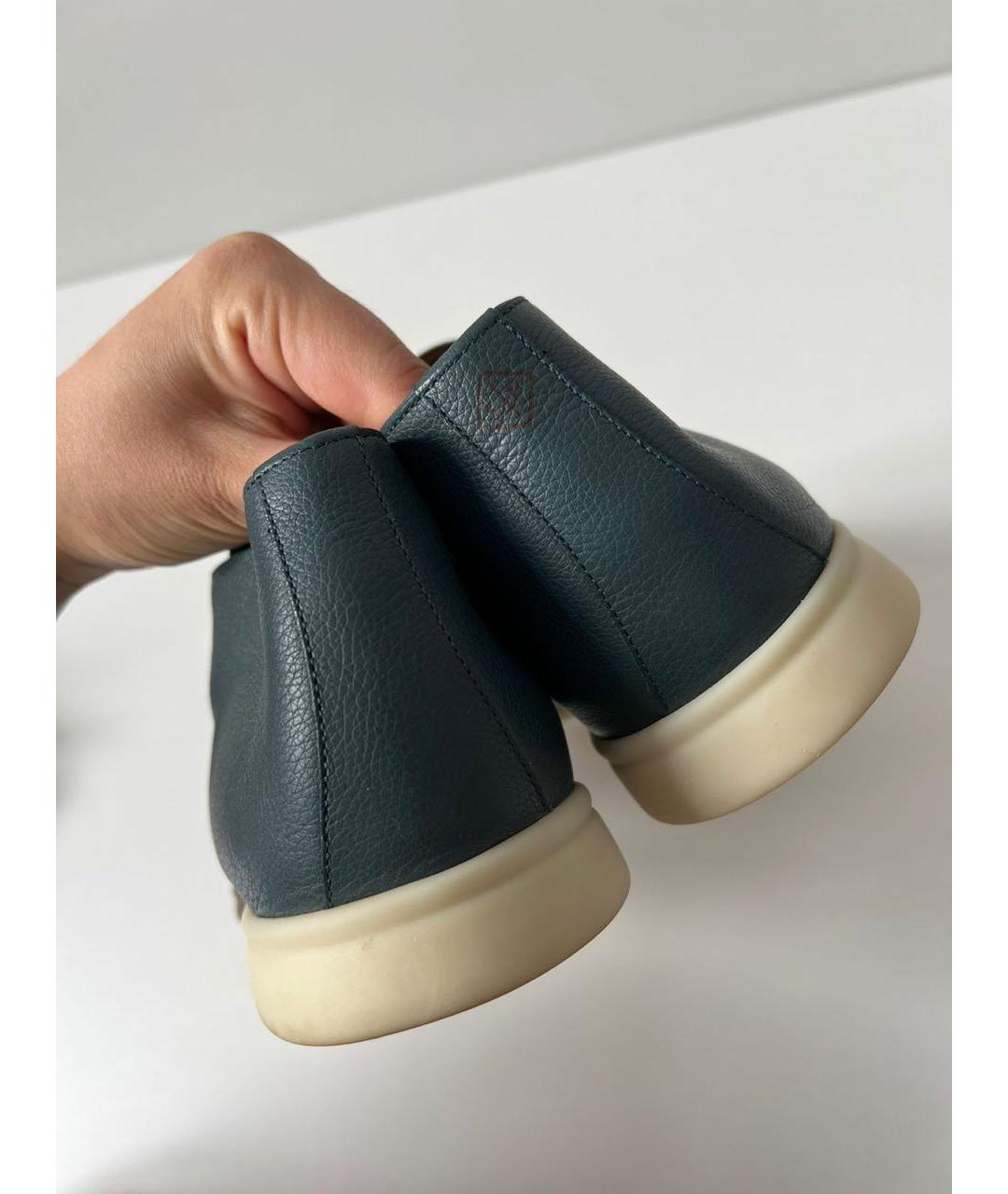 LORO PIANA Бирюзовые кожаные лоферы, фото 5