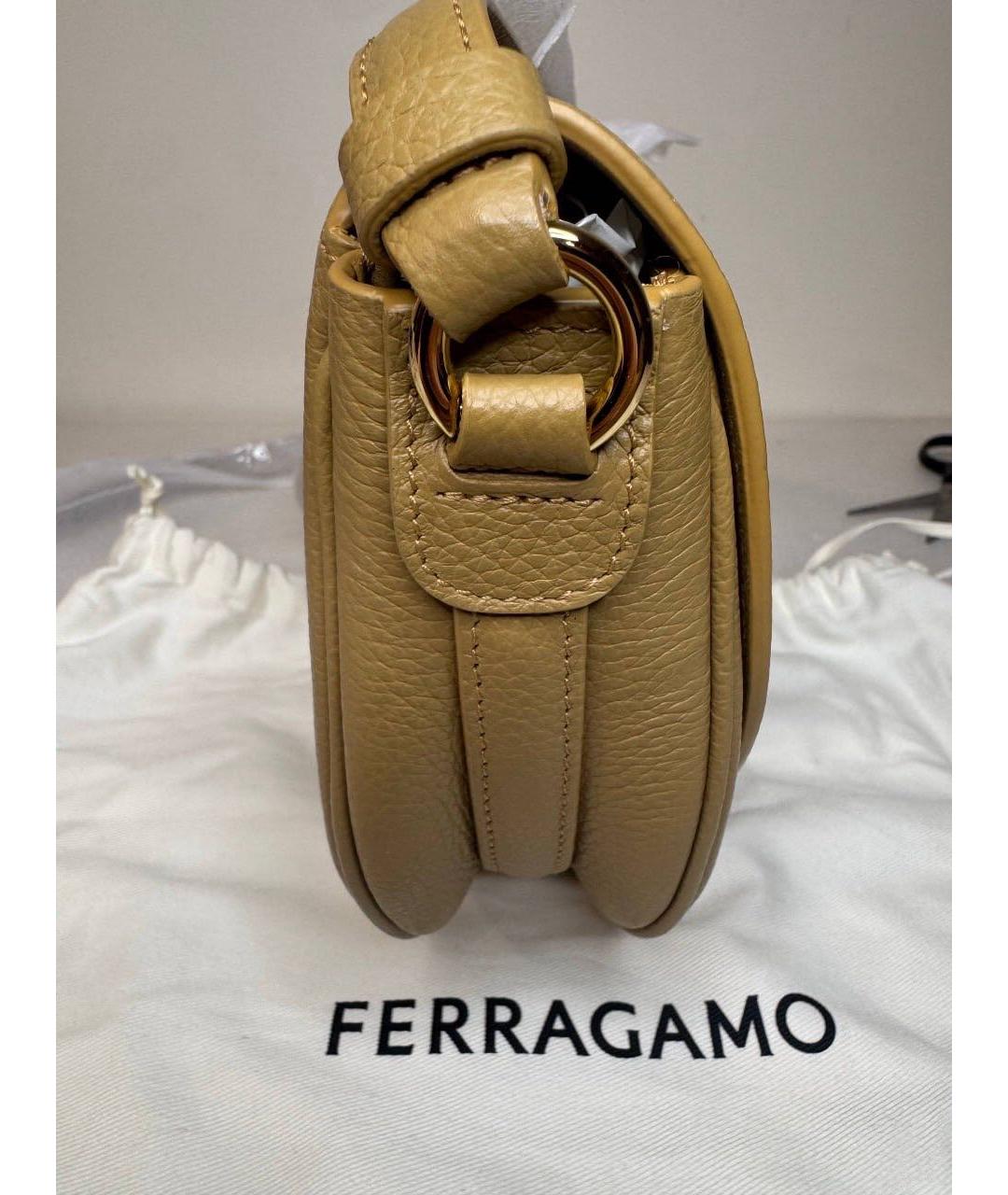 FERRAGAMO Бежевая кожаная сумка через плечо, фото 8