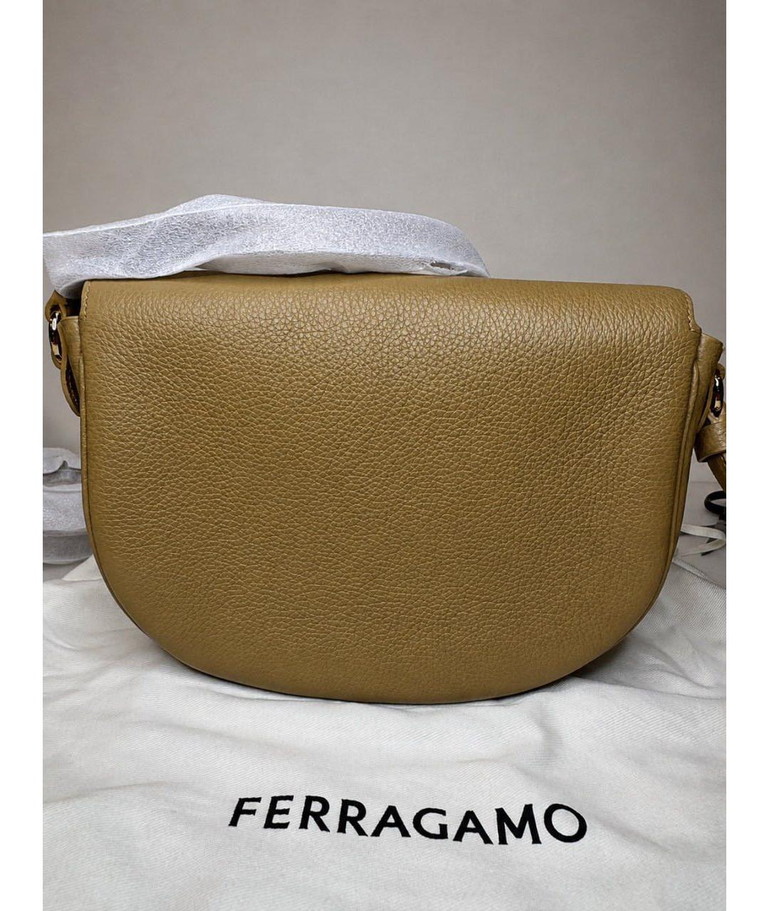 FERRAGAMO Бежевая кожаная сумка через плечо, фото 3