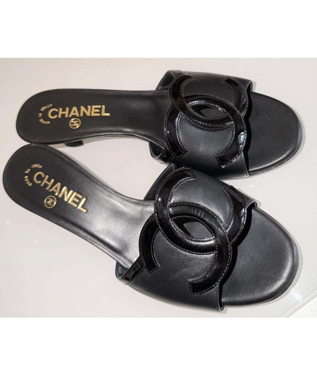 CHANEL Черные кожаные мюли, фото 7