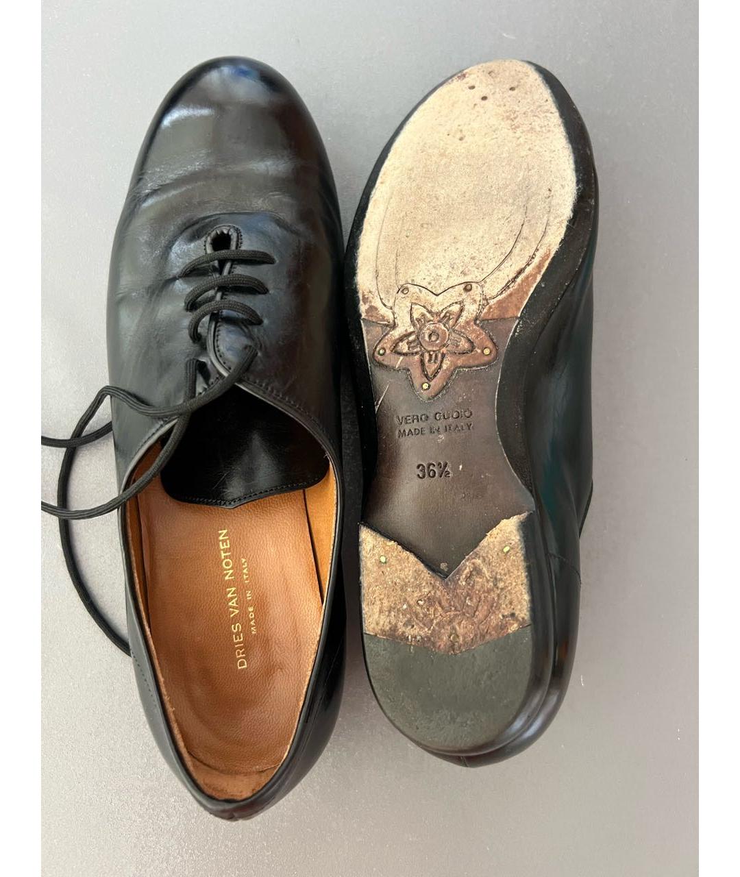 DRIES VAN NOTEN Черные кожаные лоферы, фото 3