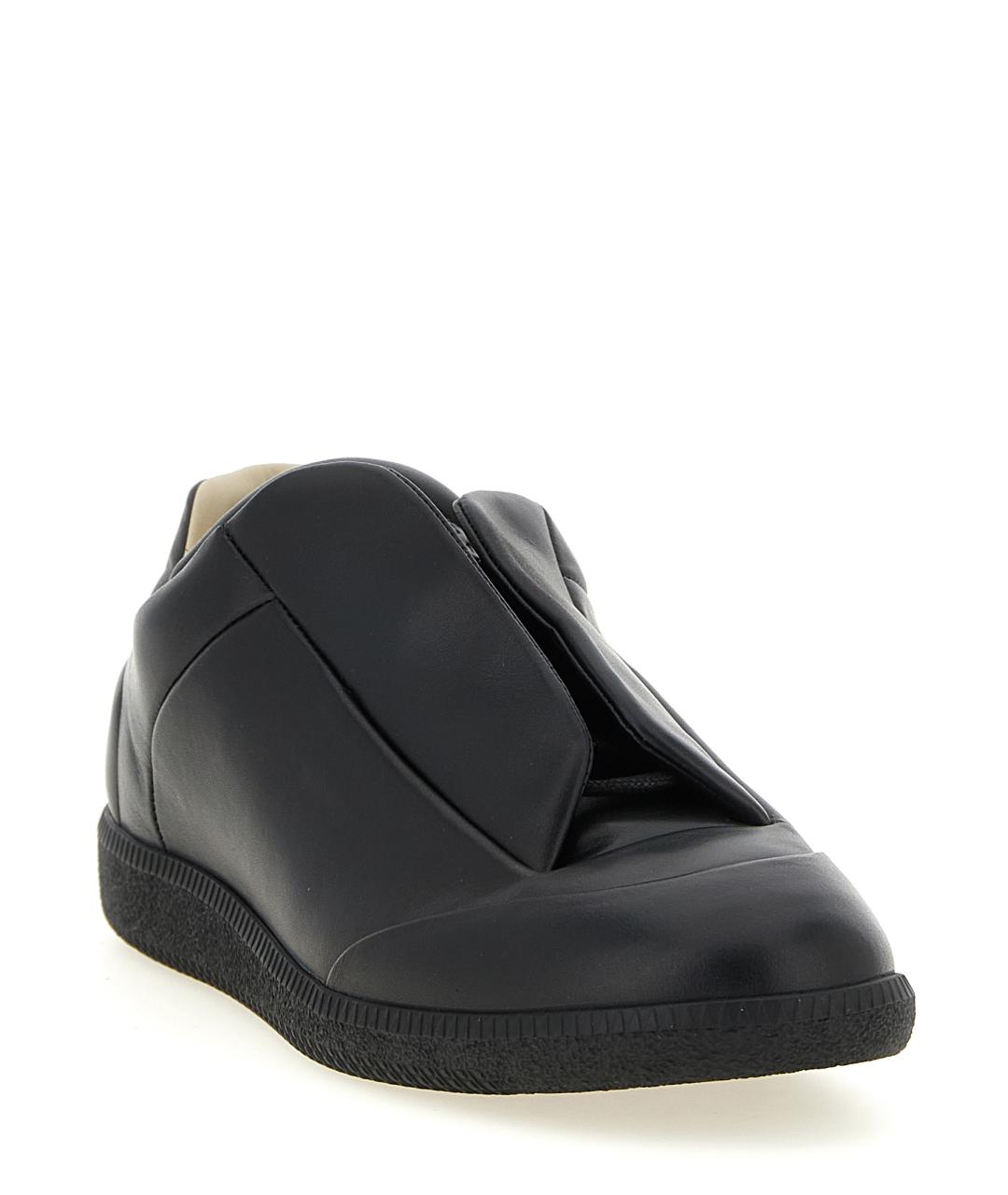 MAISON MARGIELA Черные кожаные низкие кроссовки / кеды, фото 2