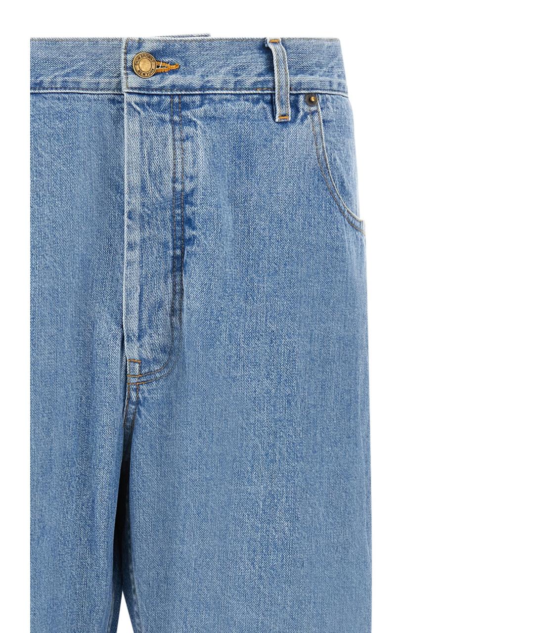 THOM BROWNE Голубые хлопковые прямые джинсы, фото 3