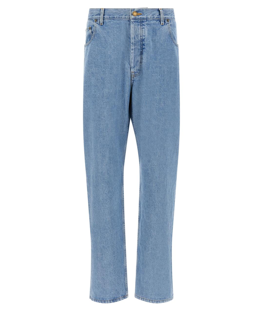 THOM BROWNE Голубые хлопковые прямые джинсы, фото 1