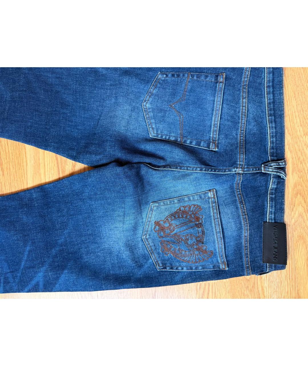 VERSACE Синие хлопко-эластановые джинсы скинни, фото 4