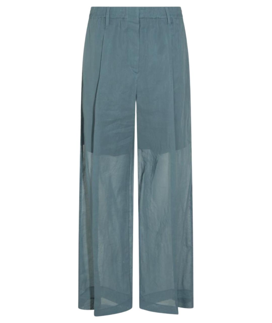 BRUNELLO CUCINELLI Голубые хлопковые брюки широкие, фото 1