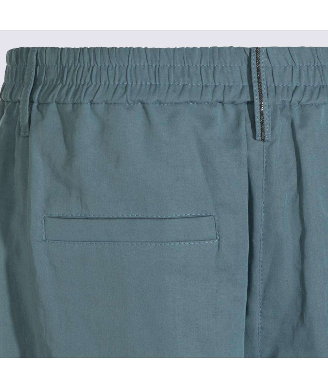 BRUNELLO CUCINELLI Голубые хлопковые брюки широкие, фото 4
