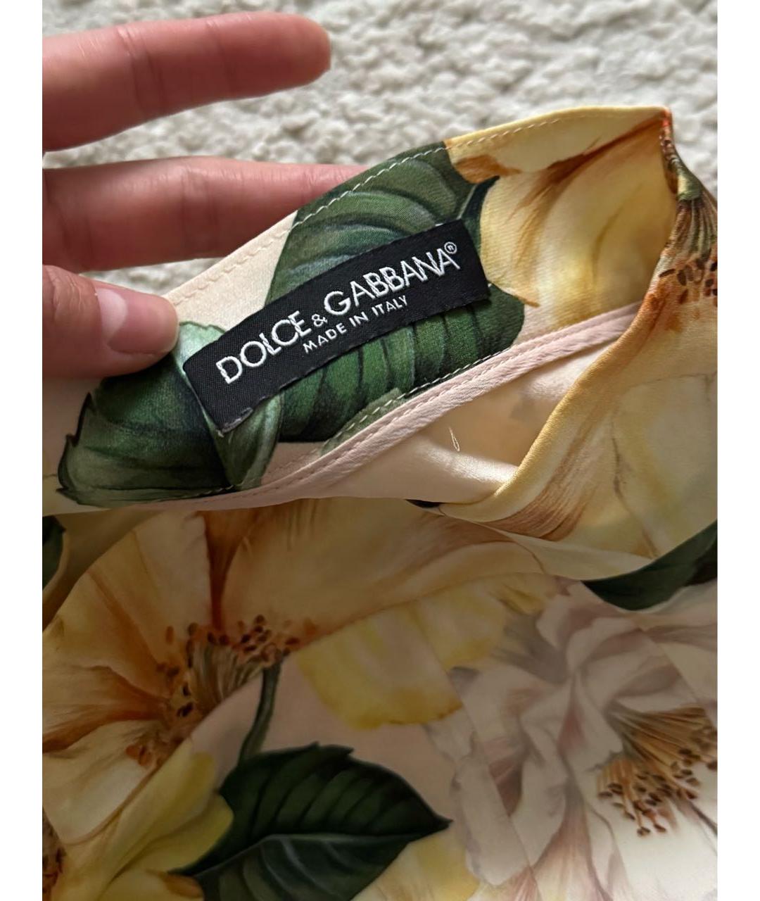 DOLCE&GABBANA Желтая шелковая юбка миди, фото 3