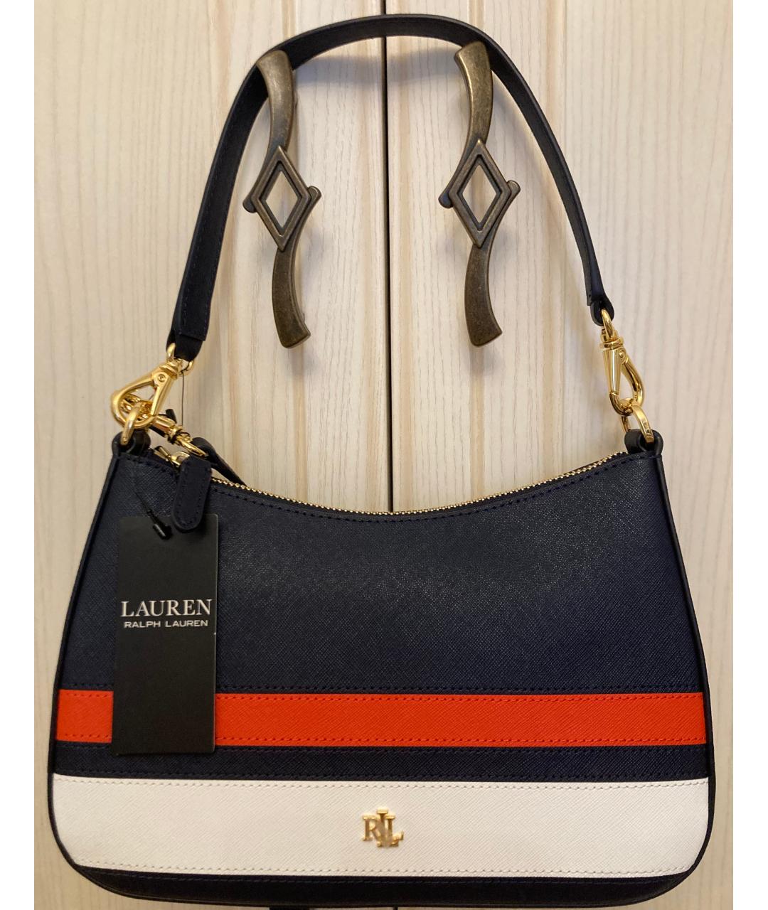 RALPH LAUREN Синяя кожаная сумка через плечо, фото 7