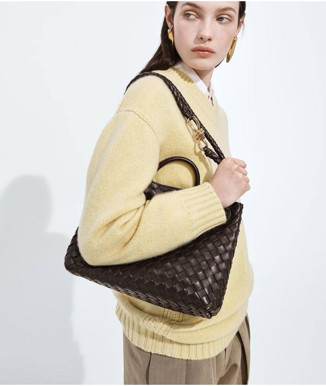 BOTTEGA VENETA Коричневая кожаная сумка тоут, фото 7