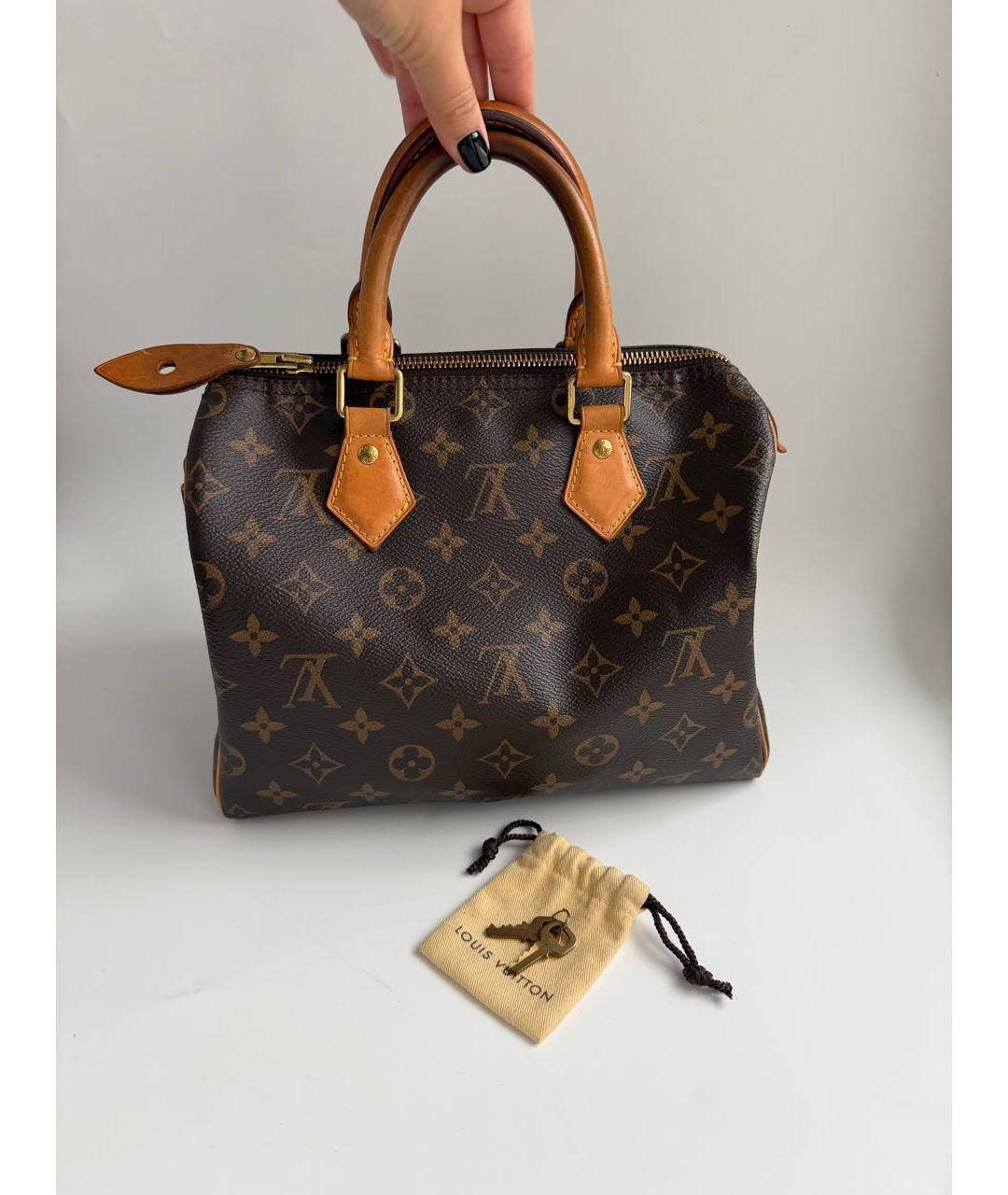 LOUIS VUITTON Коричневая канва сумка с короткими ручками, фото 9