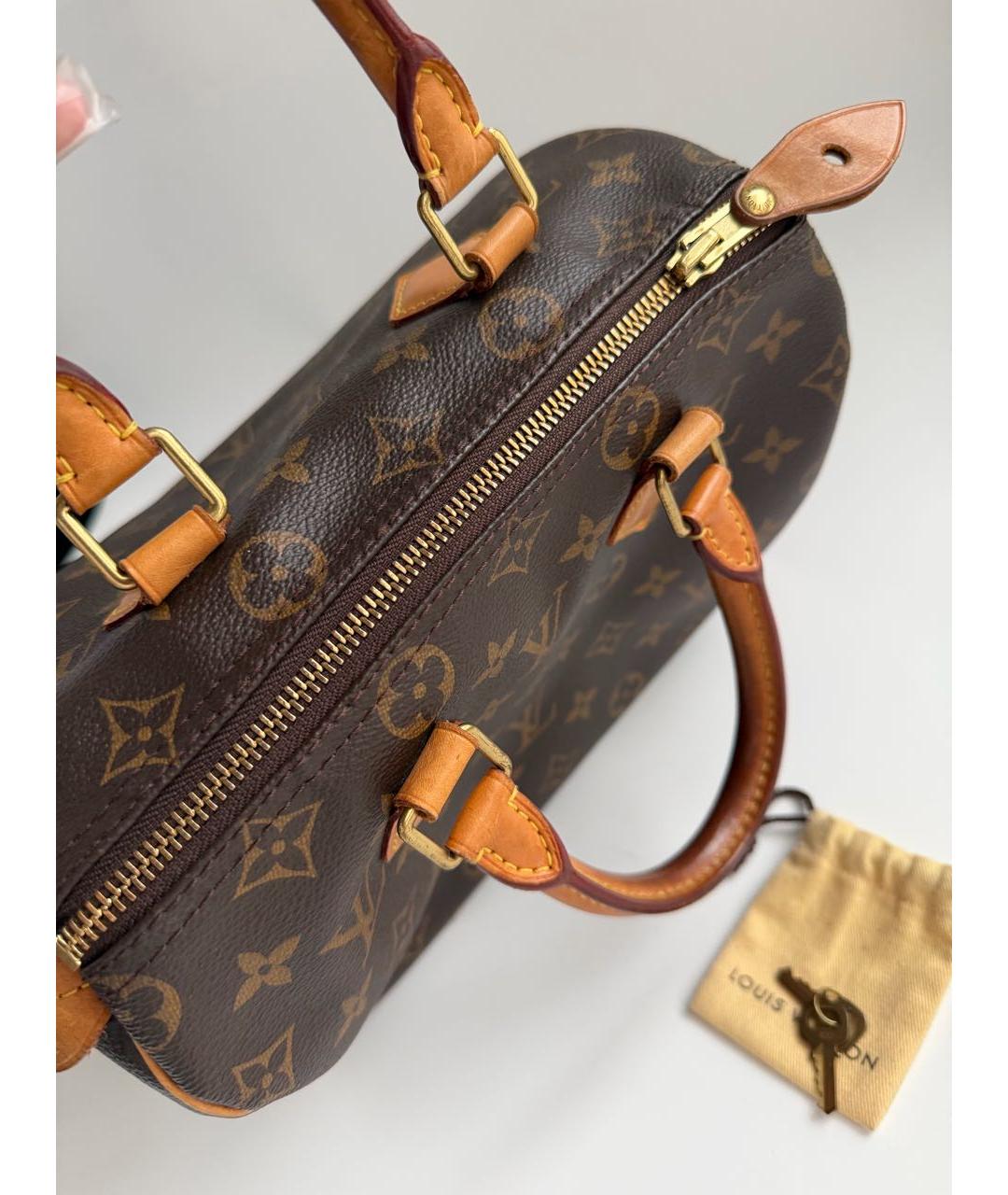 LOUIS VUITTON Коричневая канва сумка с короткими ручками, фото 7