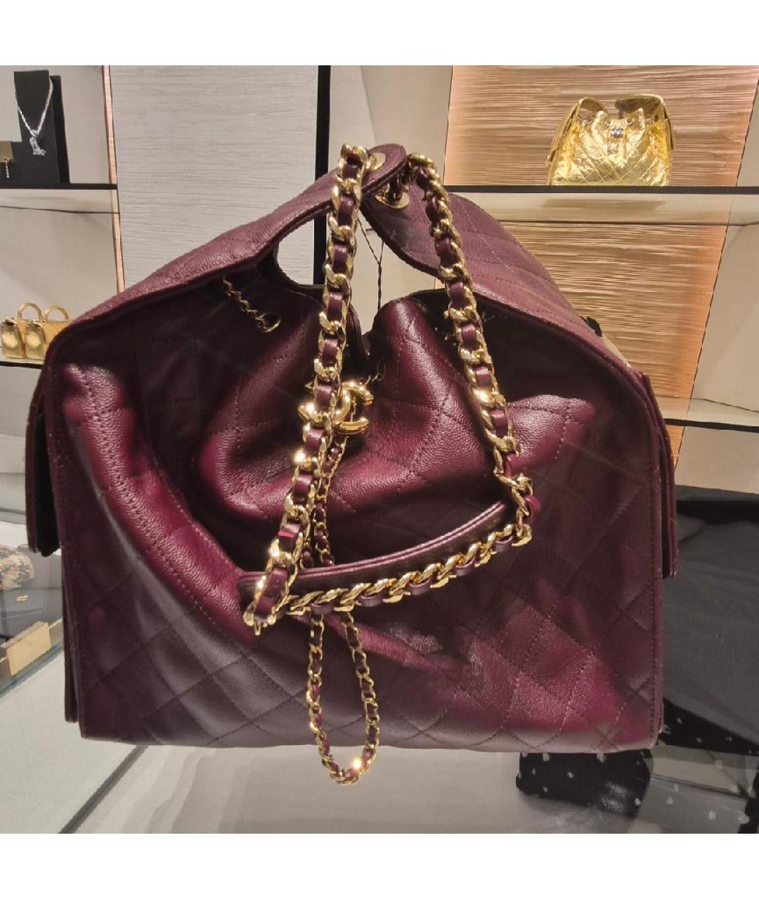 CHANEL Бордовая кожаная сумка через плечо, фото 5