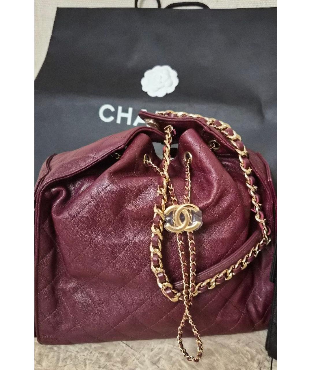CHANEL Бордовая кожаная сумка через плечо, фото 2