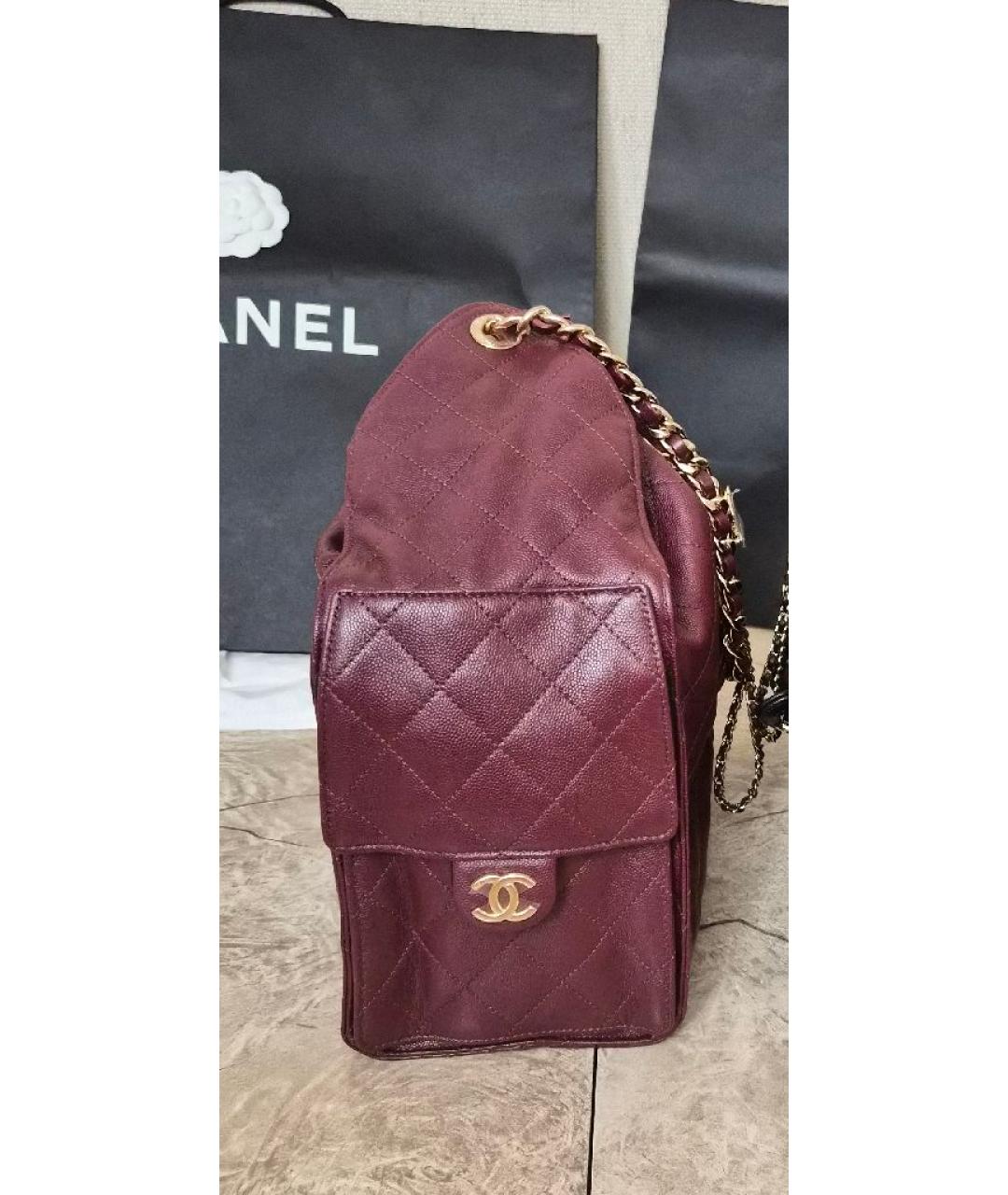 CHANEL Бордовая кожаная сумка через плечо, фото 3