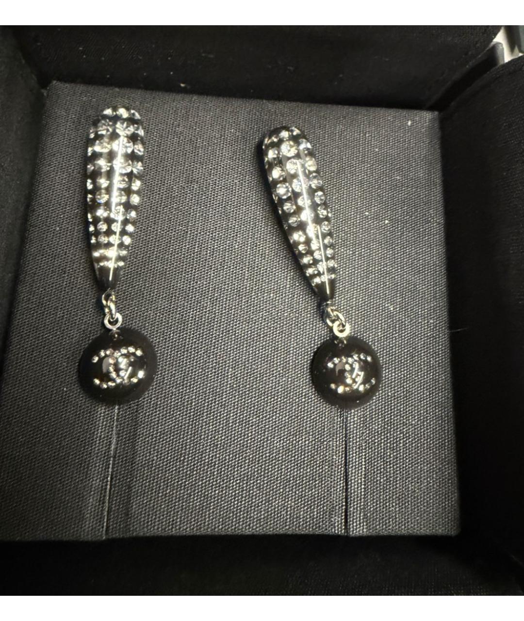 CHANEL Черные серьги, фото 2