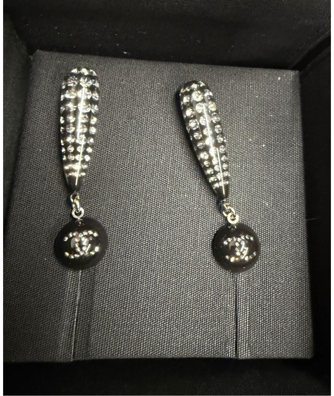 CHANEL Черные серьги, фото 3