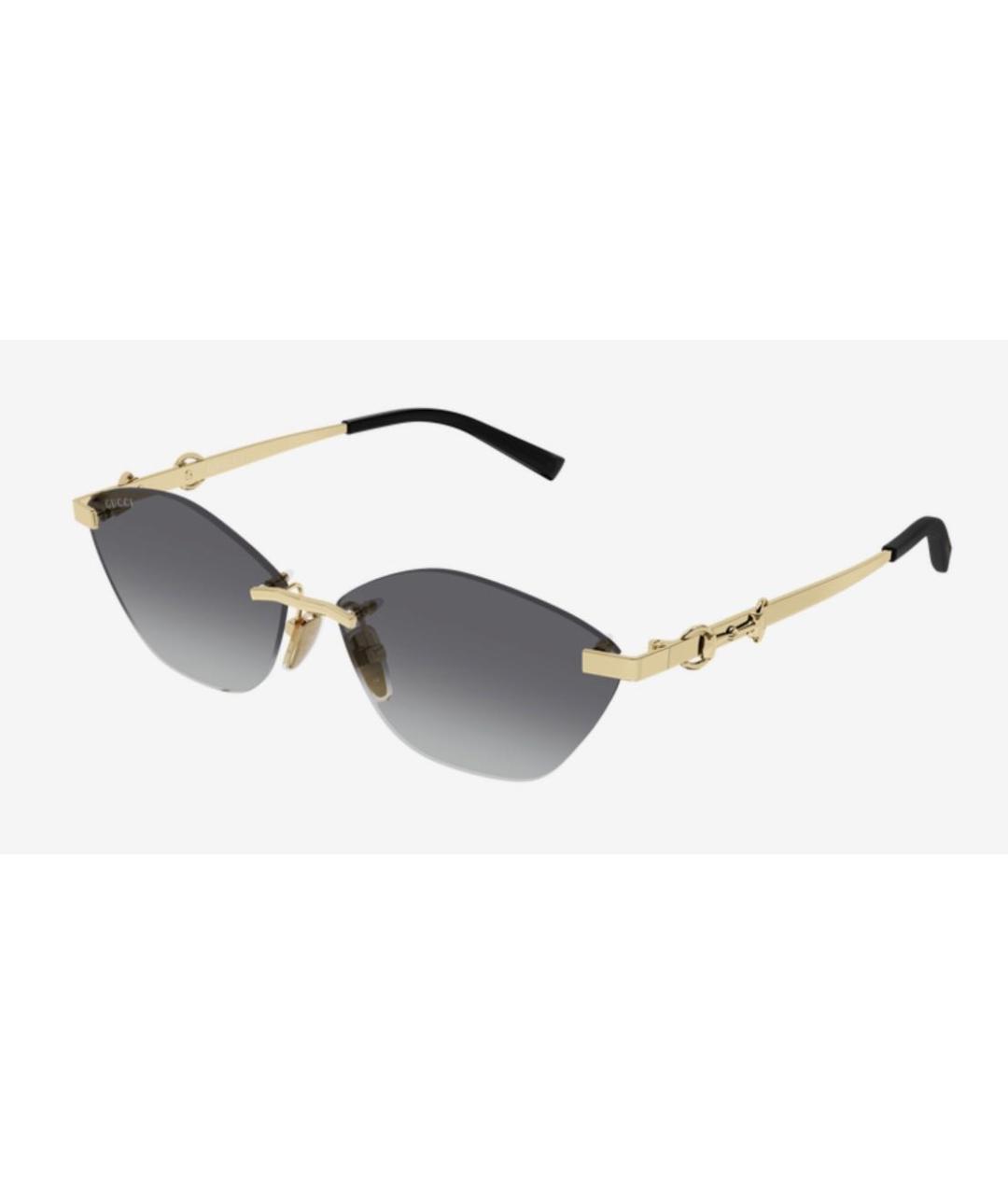 GUCCI Золотые металлические солнцезащитные очки, фото 2