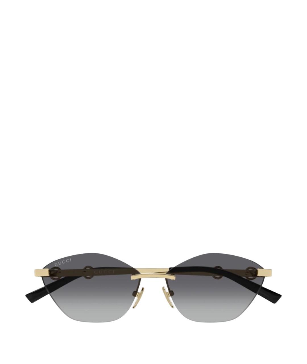 GUCCI Золотые металлические солнцезащитные очки, фото 1