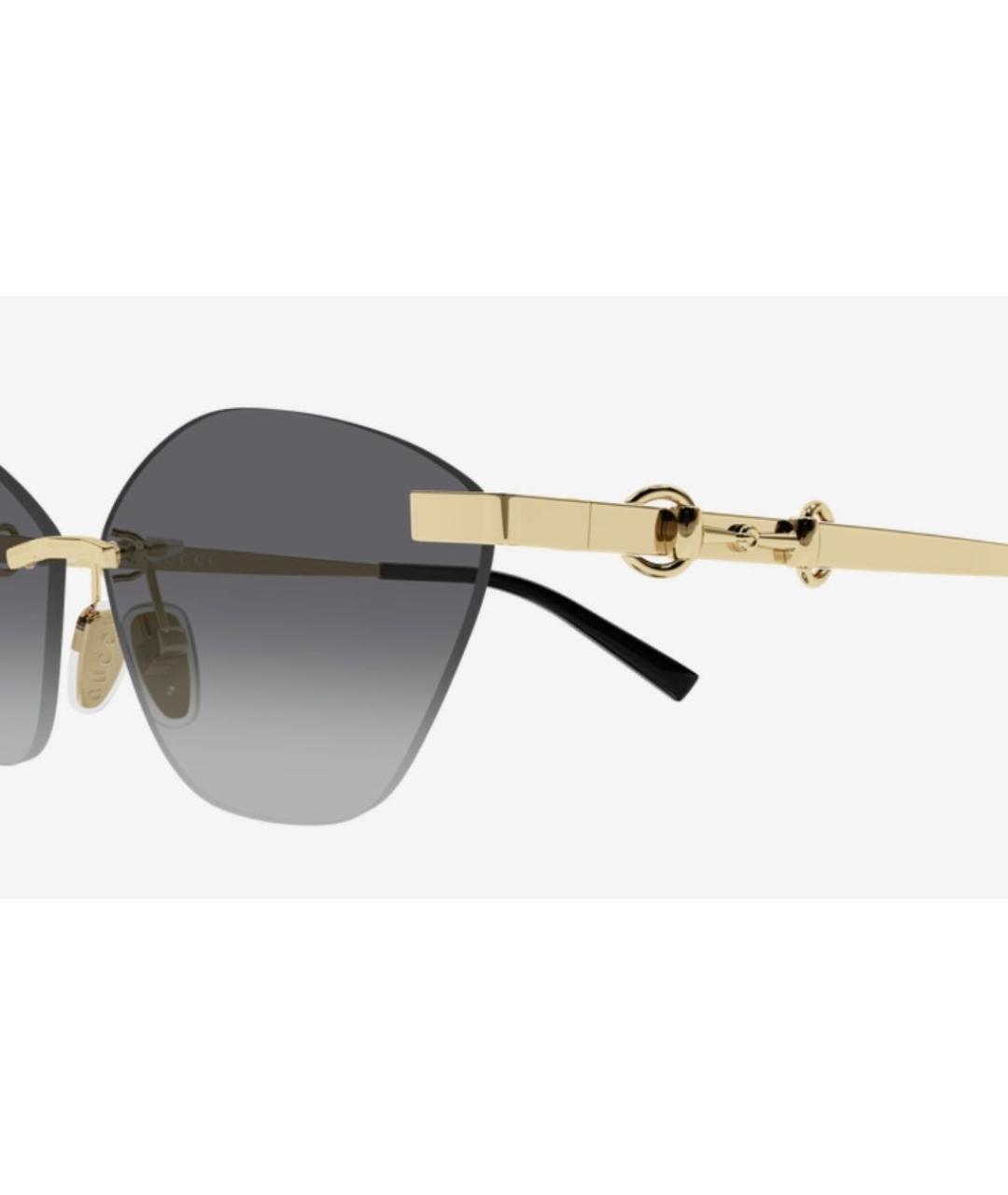 GUCCI Золотые металлические солнцезащитные очки, фото 3