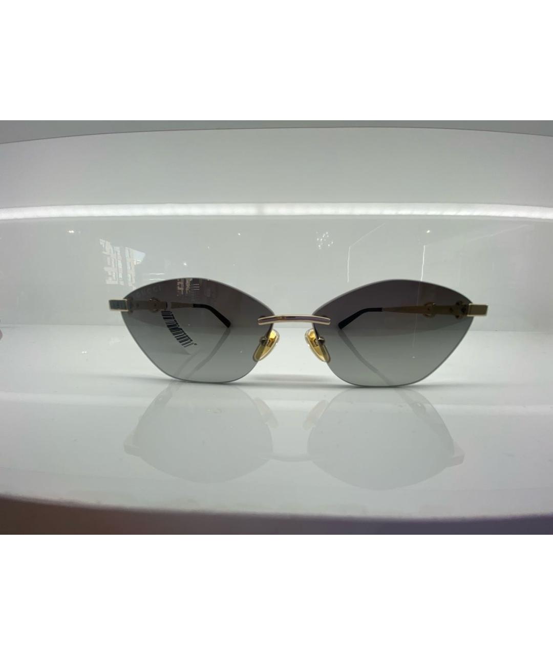 GUCCI Золотые металлические солнцезащитные очки, фото 4