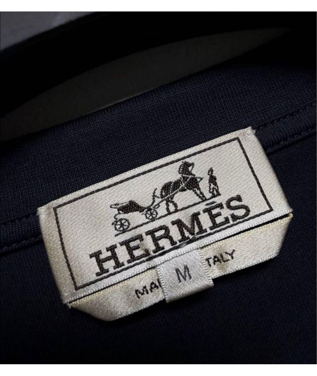 HERMES Синяя хлопковая футболка, фото 4