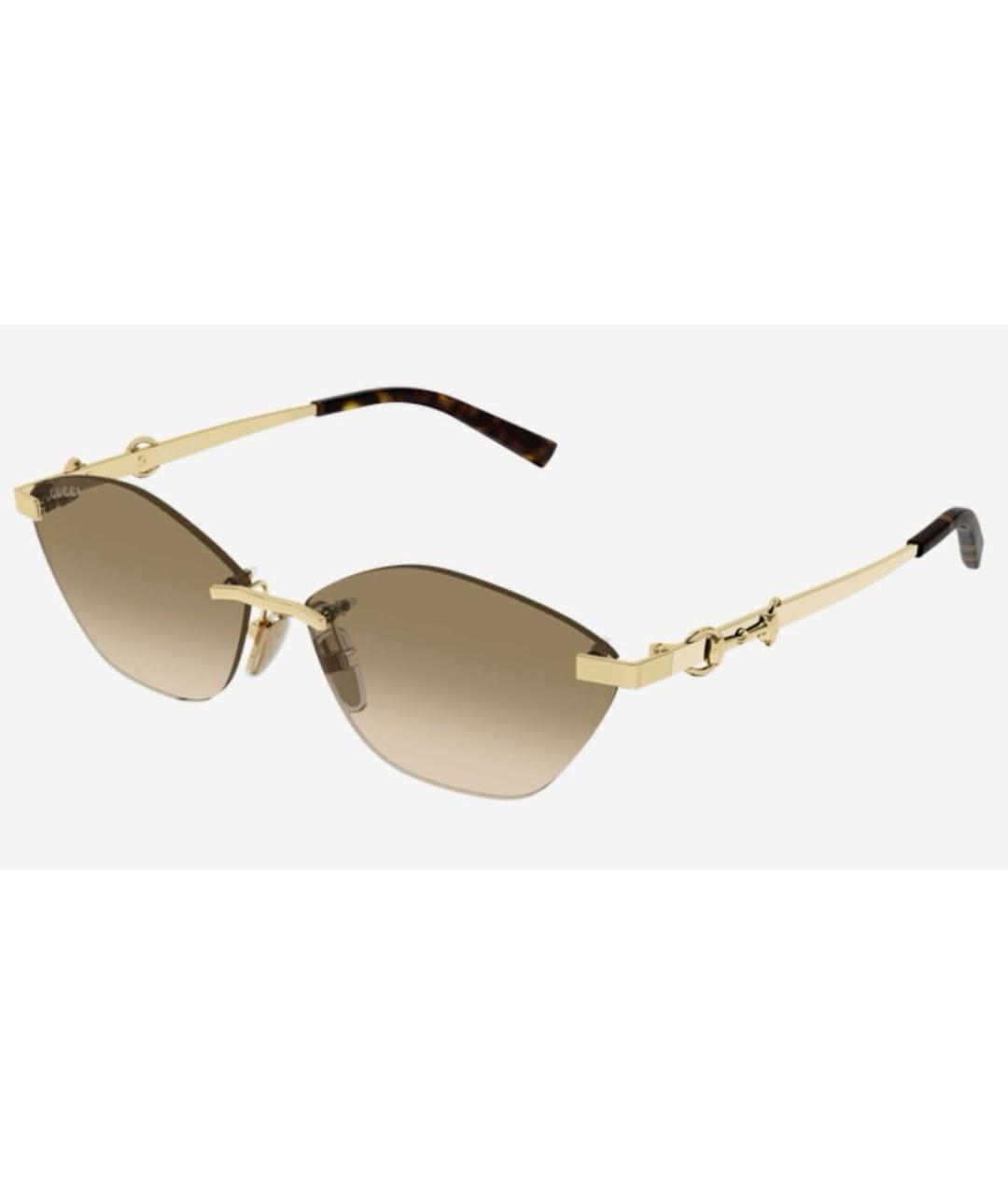 GUCCI Золотые металлические солнцезащитные очки, фото 2