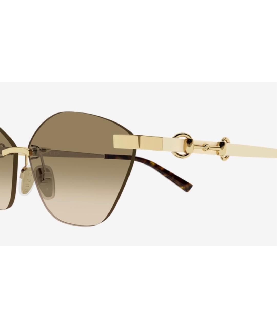 GUCCI Золотые металлические солнцезащитные очки, фото 3