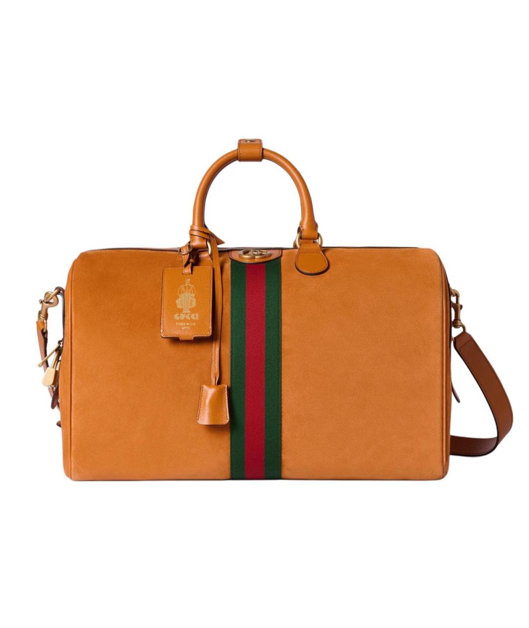 GUCCI Оранжевая замшевая дорожная/спортивная сумка, фото 9