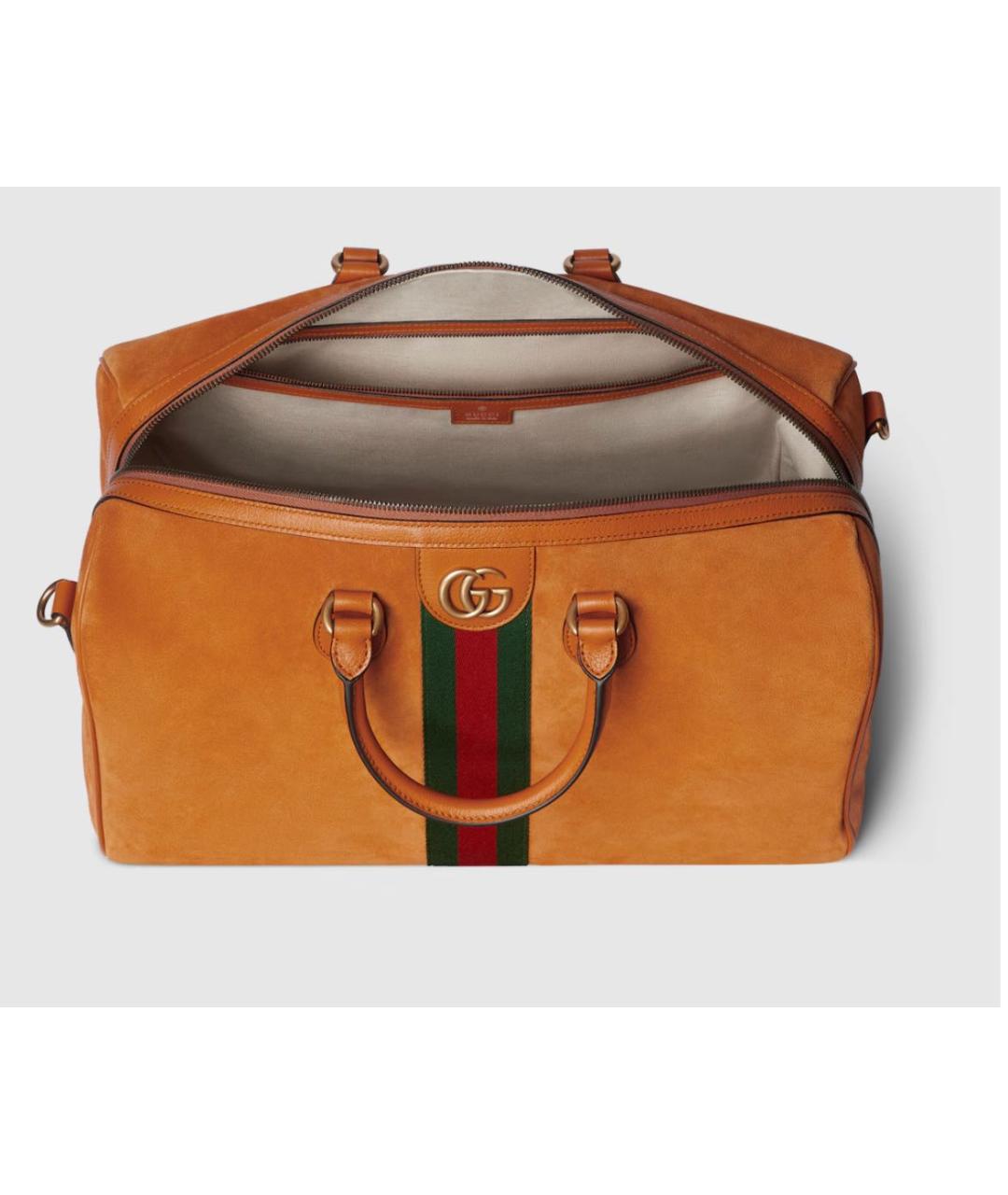 GUCCI Оранжевая замшевая дорожная/спортивная сумка, фото 6
