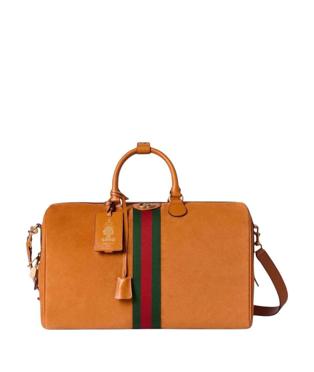 GUCCI Оранжевая замшевая дорожная/спортивная сумка, фото 1