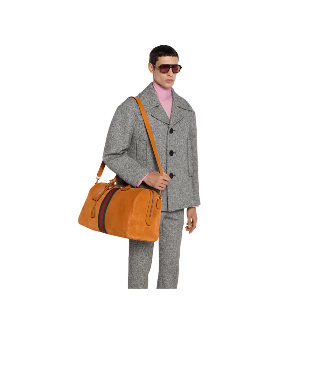 GUCCI Оранжевая замшевая дорожная/спортивная сумка, фото 7