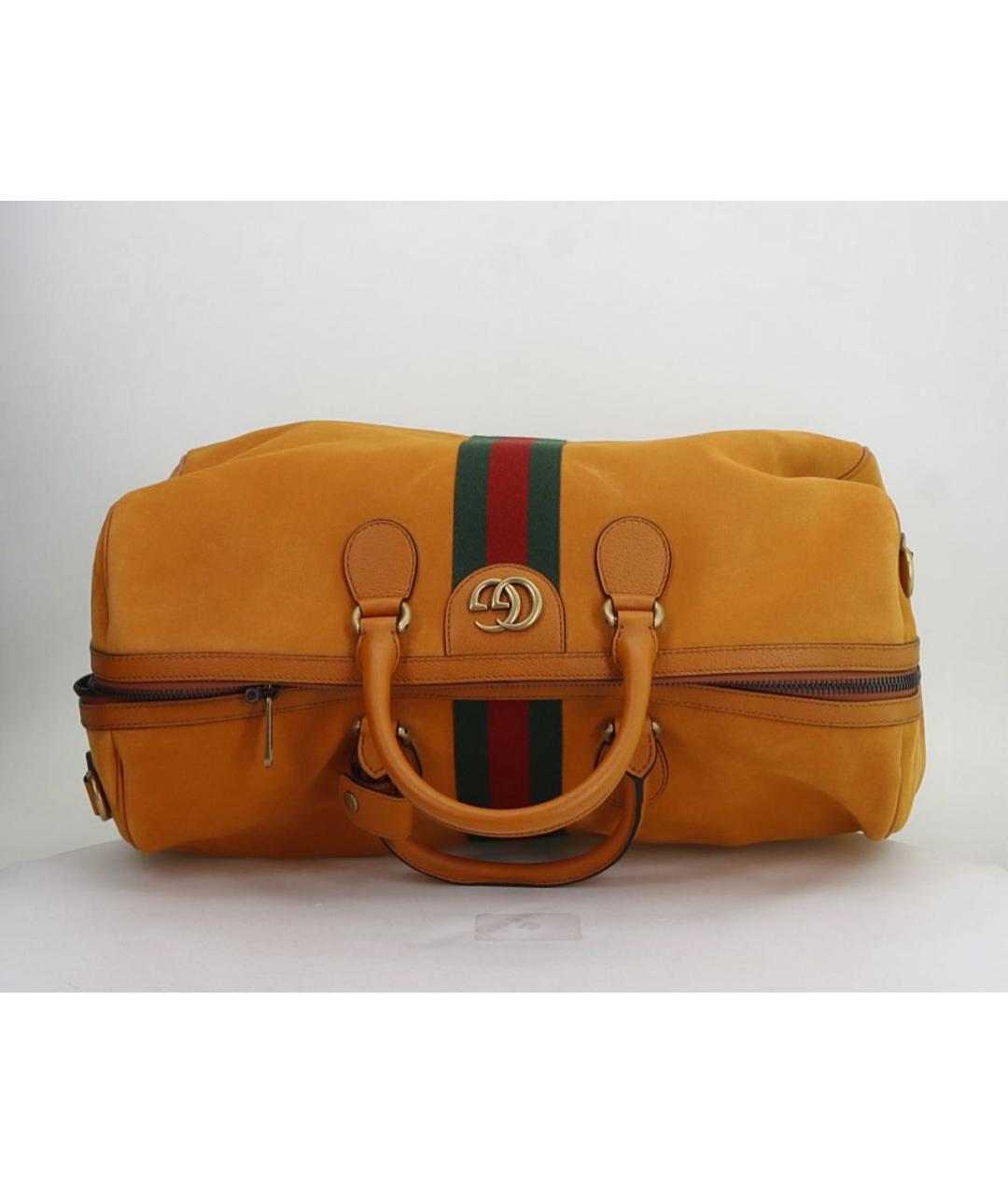 GUCCI Оранжевая замшевая дорожная/спортивная сумка, фото 4