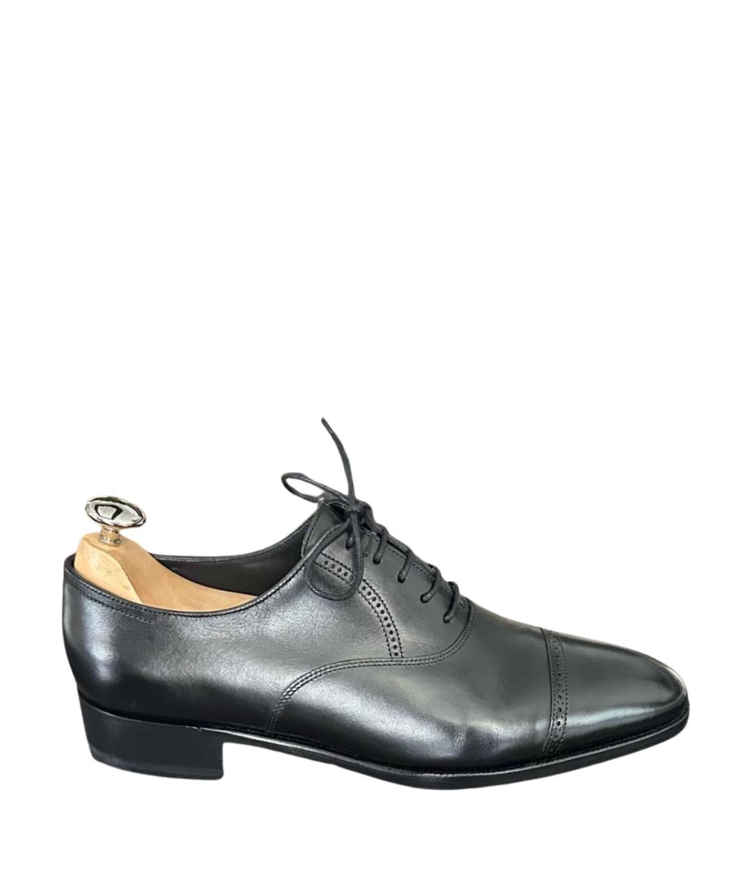 JOHN LOBB Черные кожаные низкие ботинки, фото 1