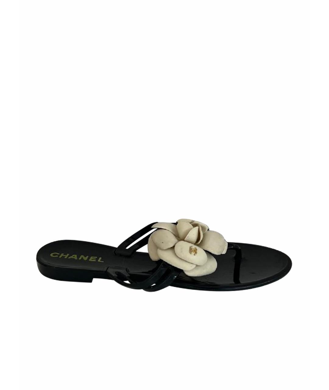 CHANEL Черные шлепанцы, фото 1