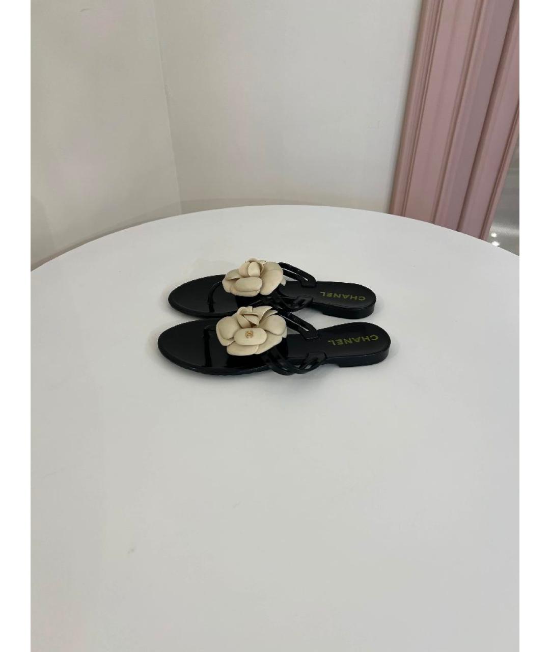 CHANEL Черные шлепанцы, фото 4