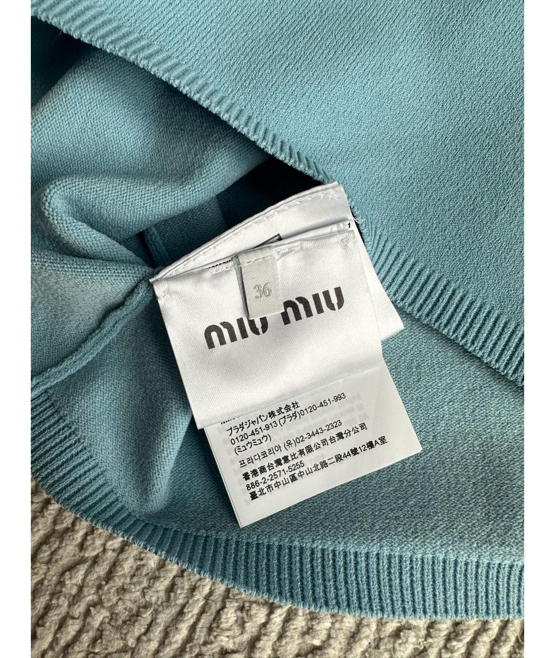 MIU MIU Голубая вискозная майка, фото 5