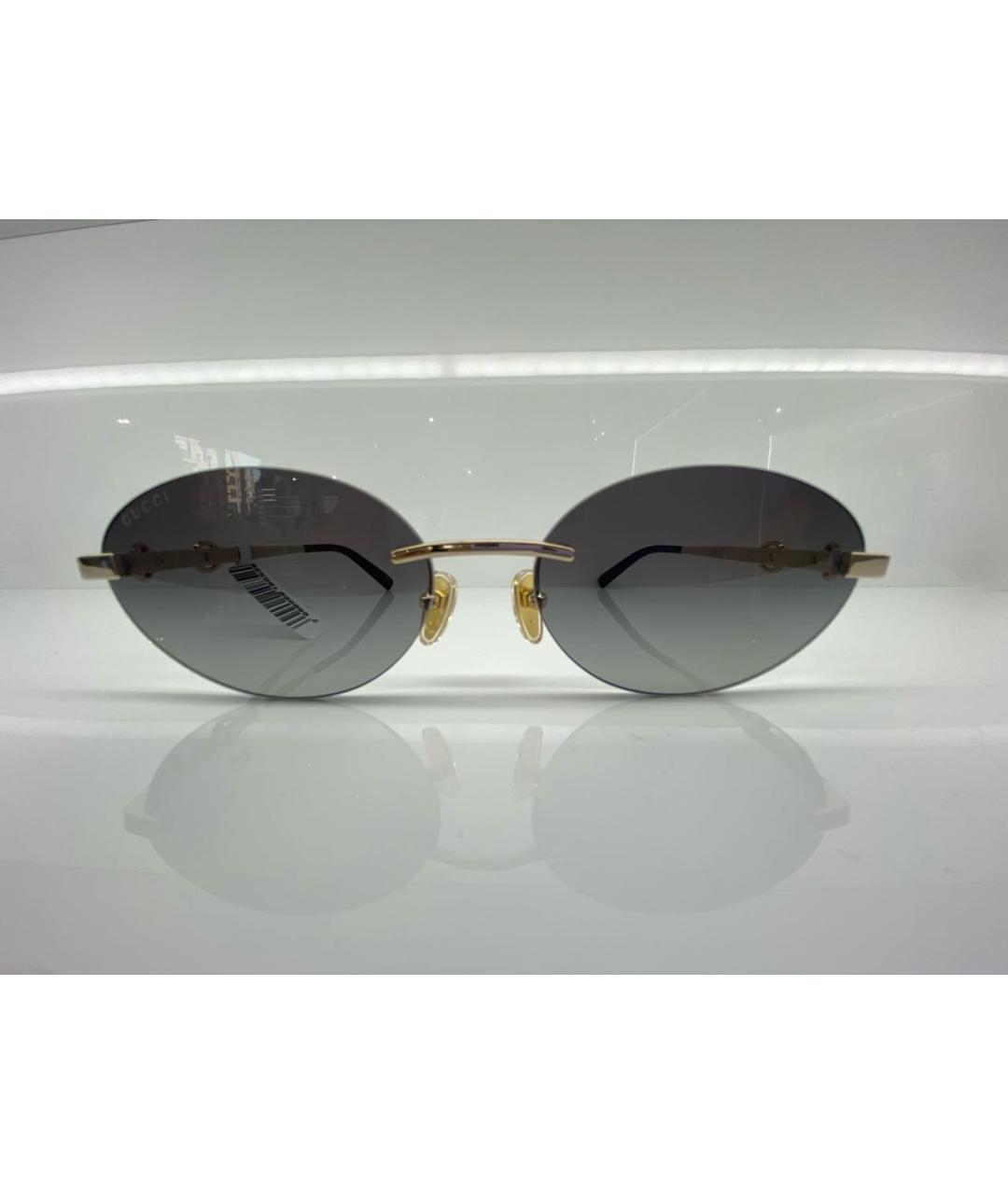 GUCCI Золотые металлические солнцезащитные очки, фото 4