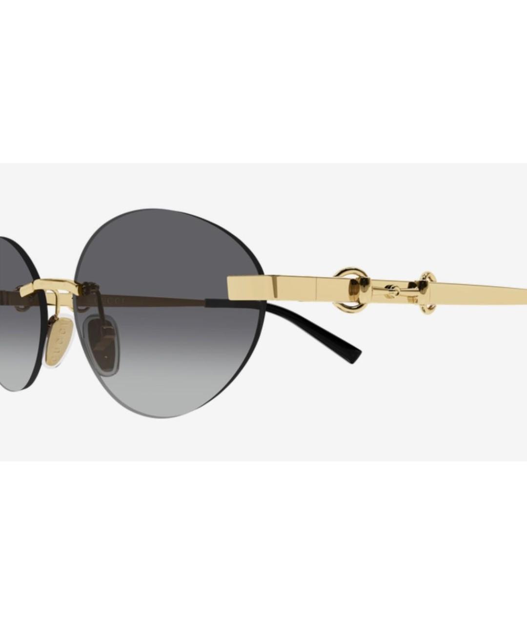 GUCCI Золотые металлические солнцезащитные очки, фото 2