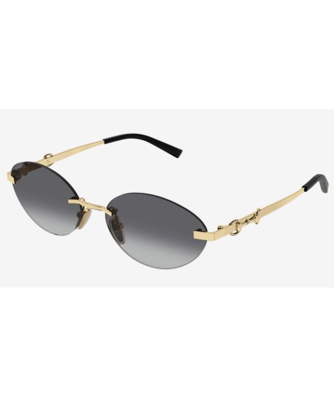 GUCCI Золотые металлические солнцезащитные очки, фото 5