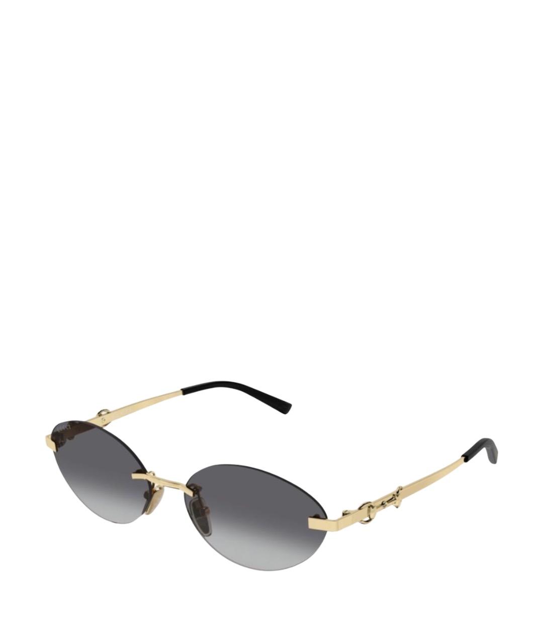GUCCI Золотые металлические солнцезащитные очки, фото 1