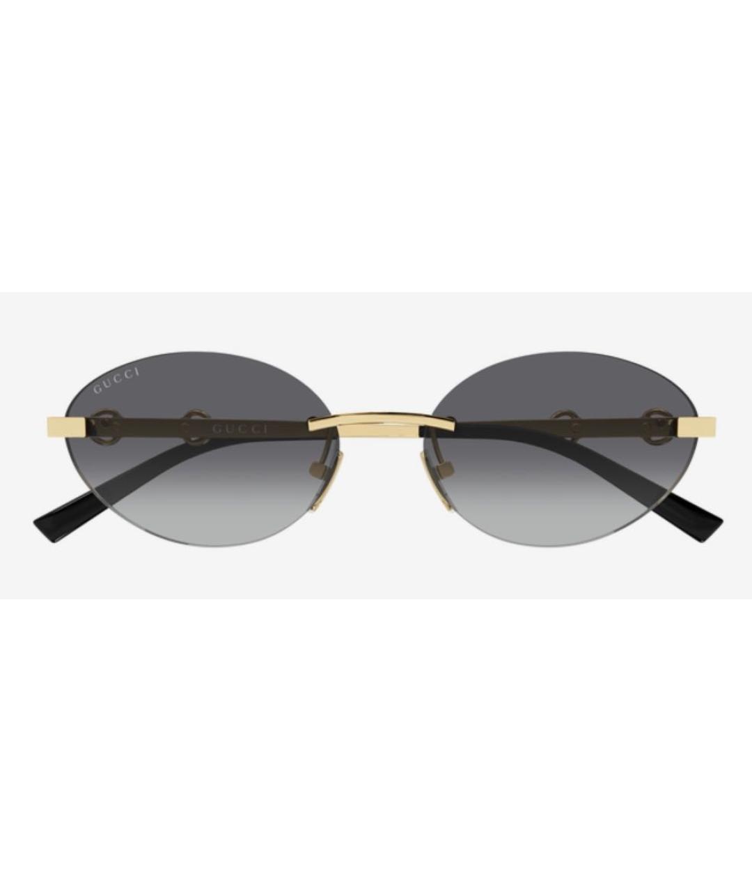 GUCCI Золотые металлические солнцезащитные очки, фото 3