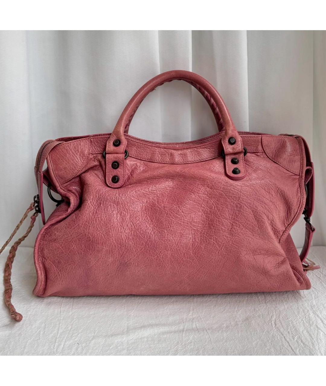 BALENCIAGA Розовая кожаная сумка с короткими ручками, фото 3
