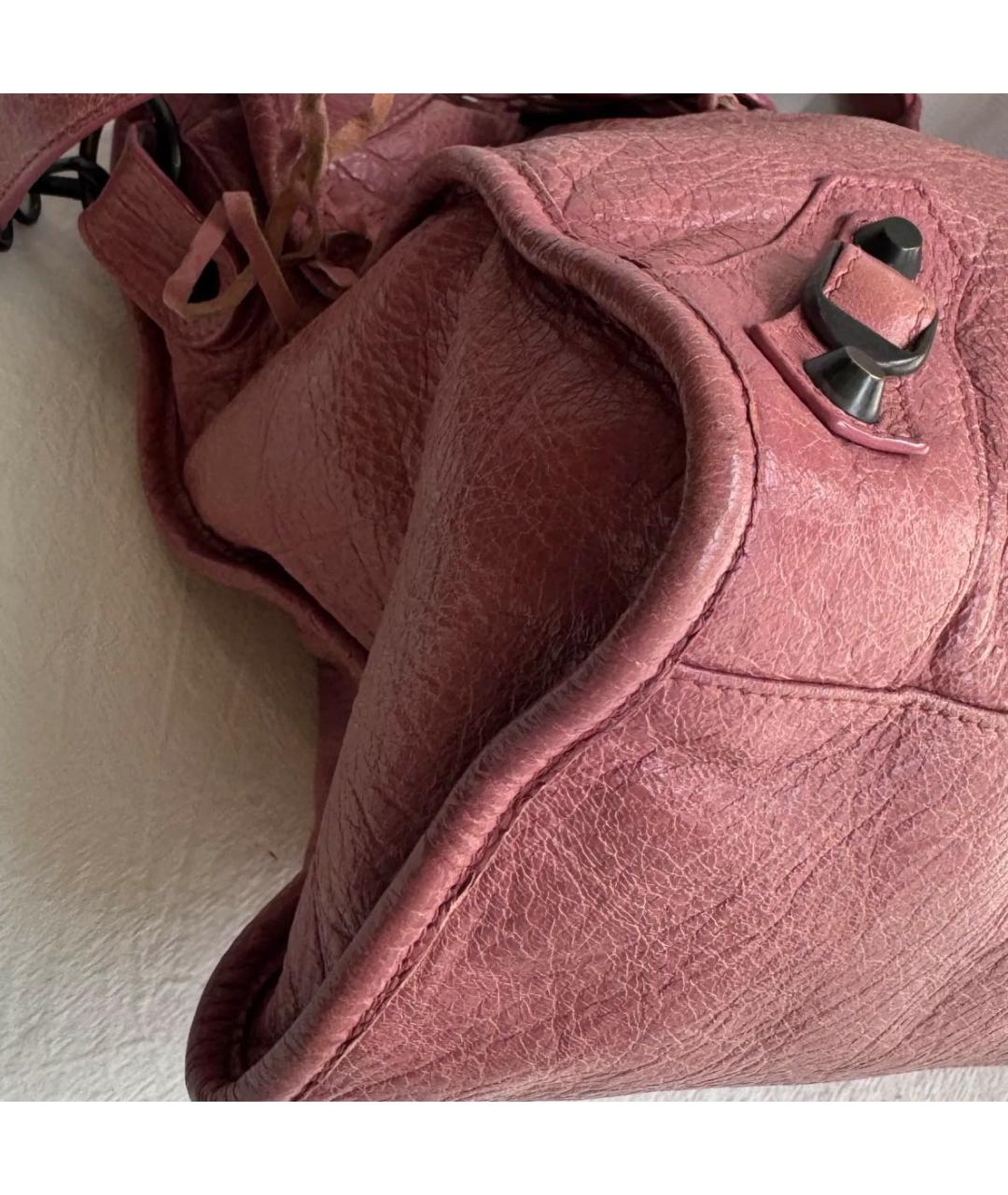 BALENCIAGA Розовая кожаная сумка с короткими ручками, фото 5