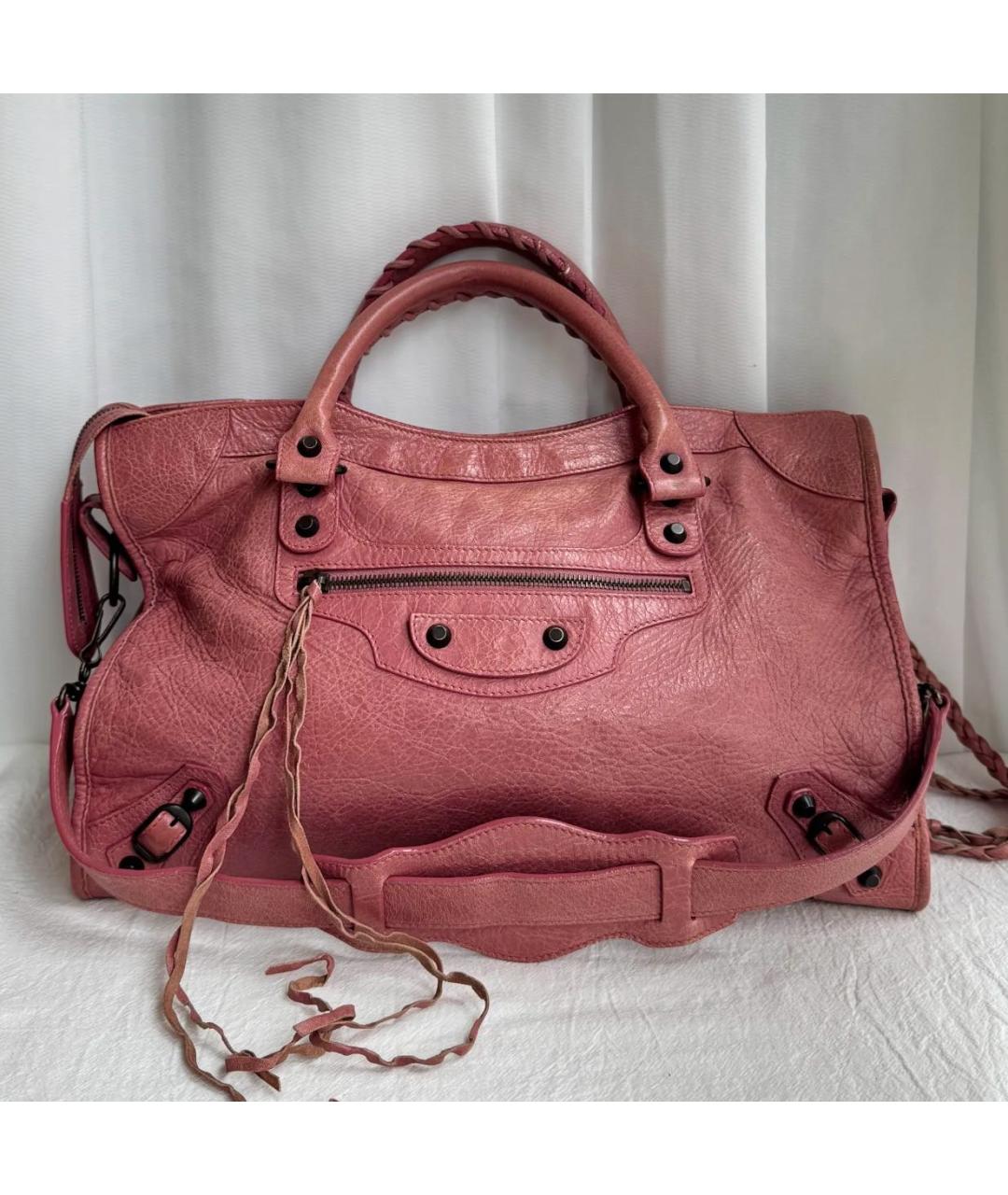 BALENCIAGA Розовая кожаная сумка с короткими ручками, фото 2